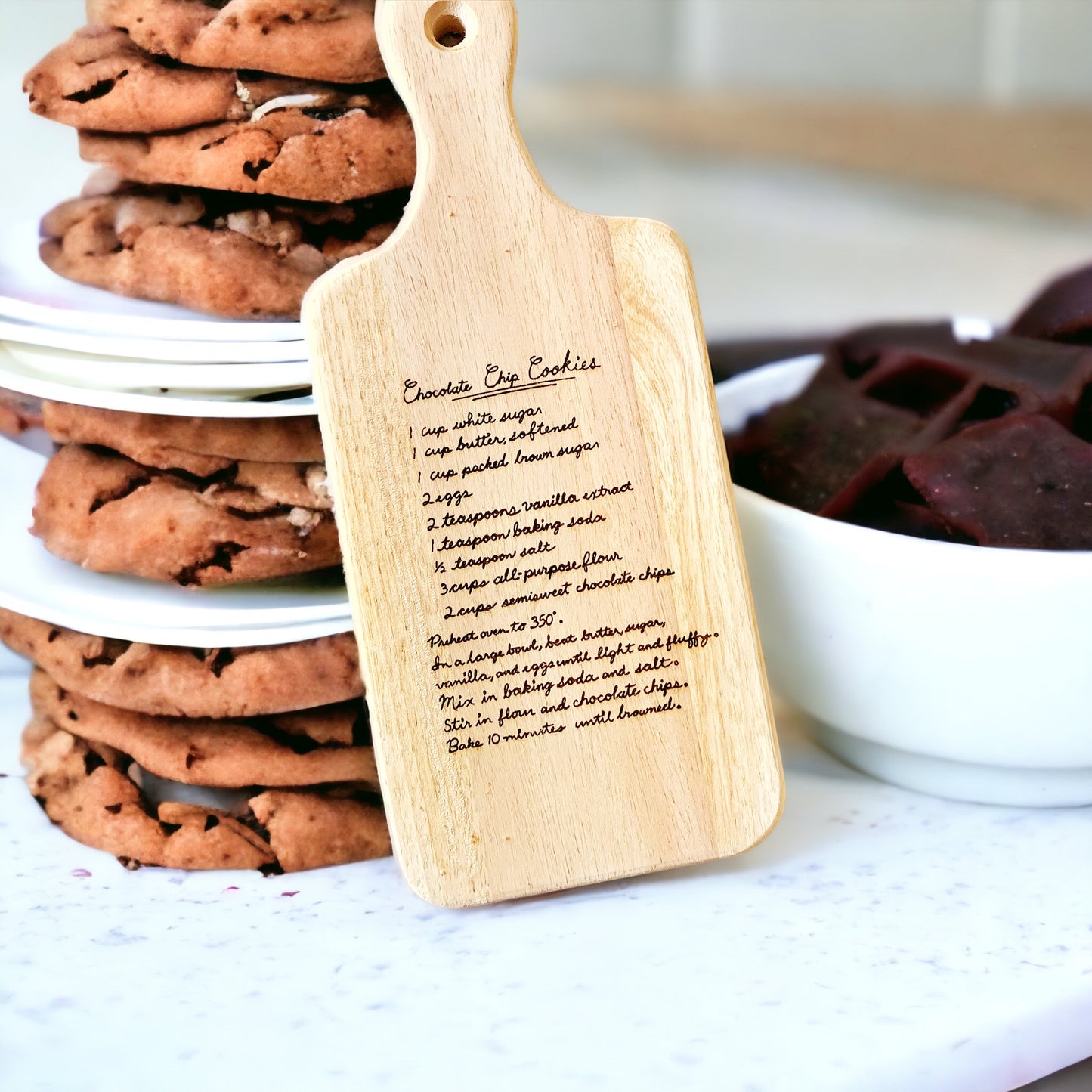 Handwritten Recipe Engraved Wooden Charcuterie Serving Board